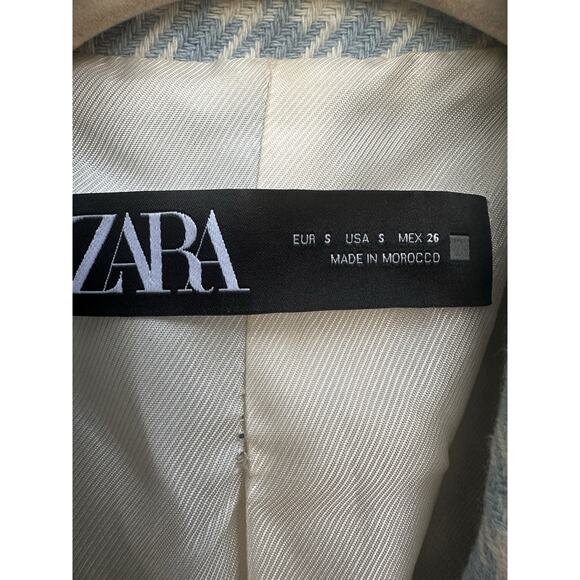 Zara Houndstooth Double-Breasted Blazer Jacket in Blue ASO Princess Kate Sz S - Picture 12 of 16